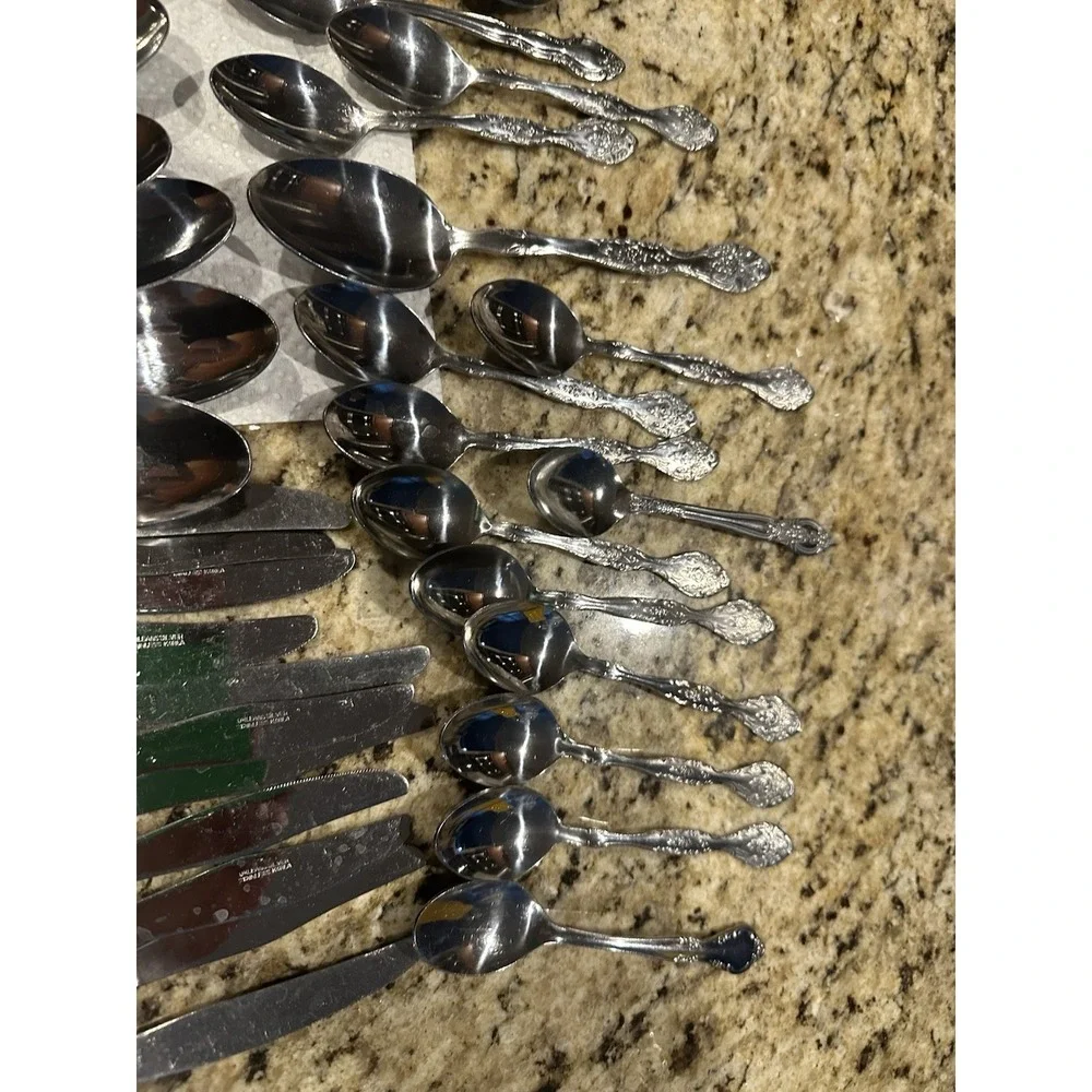 Lot of 58 Pieces ORLEANS Silver Stainless Silverware Flatware Japan Vintage.MCM
